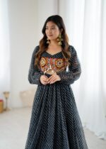 Black Color Georgette Fabric Digital Print Work Maxi Style Navratri Suit