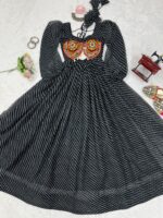 Black Color Georgette Fabric Digital Print Work Maxi Style Navratri Suit