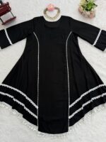 Black Color Rayon Cotton Fabric Thread With Real Mirror Work Palazzo Set