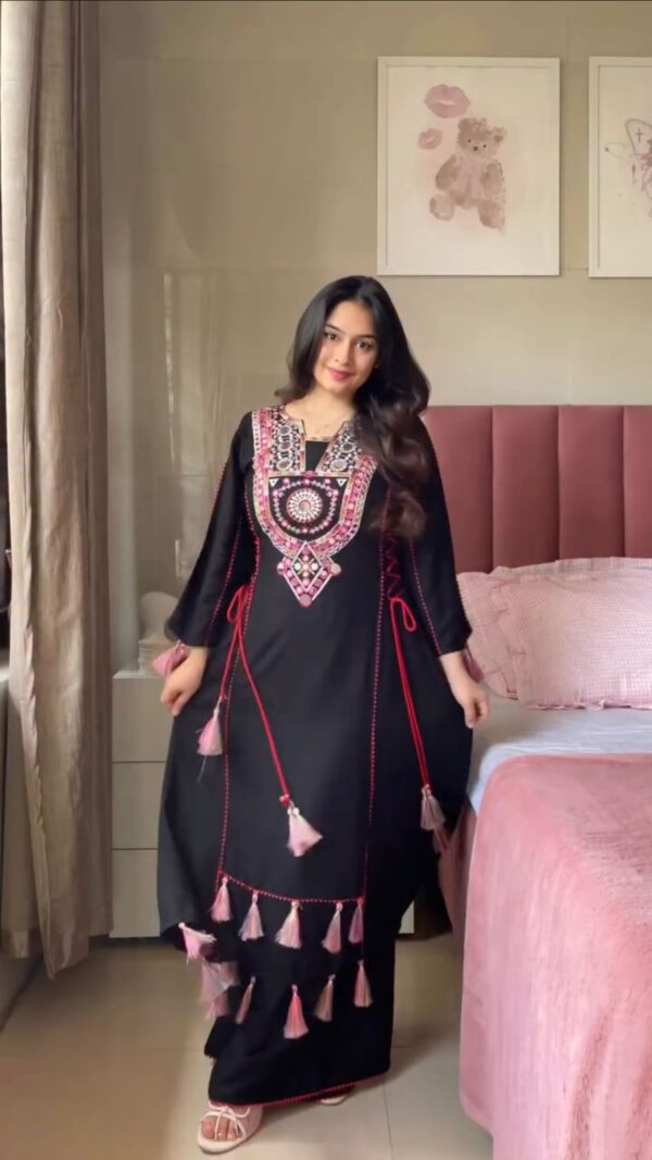 Black Color Rayon Fabric Peplum Style Top Suit