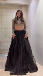 Black Color Tabby Organza Fabric Sukhmani Gambhir Lehenga