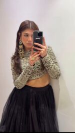 Black Color Tabby Organza Fabric Sukhmani Gambhir Lehenga