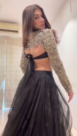 Black Color Tabby Organza Fabric Sukhmani Gambhir Lehenga