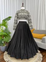 Black Color Tabby Organza Fabric Sukhmani Gambhir Lehenga