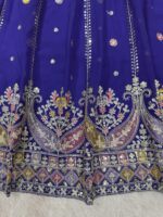 Blue Color Faux Georgette Fabric Thread With Sequence Work Lehenga