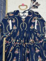 Blue Color Faux Georgette Fabric Thread With Sequence Work Suit