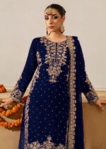 Blue Faux Georgette Fabric Palazzo Set With Pearl Work
