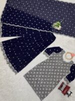 Dark Blue Color Faux Georgette Fabric Thread With Sequence Work Palazzo Set