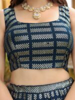 Dark Blue Color Georgette Fabric Sequence With Thread Embroidery Work Lehenga