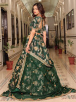 Dark Green Color Art Silk Fabric Sequence Embroidery Work Lehenga
