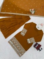Brown Color Faux Georgette Fabric Sharara Set