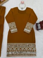 Brown Color Faux Georgette Fabric Sharara Set