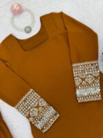 Brown Color Faux Georgette Fabric Sharara Set