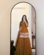 Brown Color Faux Georgette Fabric Sharara Set