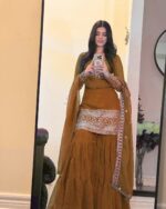 Brown Color Faux Georgette Fabric Sharara Set