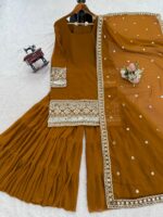 Brown Color Faux Georgette Fabric Sharara Set