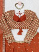 Fanta Color Faux Georgette Fabric Thread And Sequence Work Lehenga