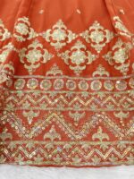 Fanta Color Faux Georgette Fabric Thread And Sequence Work Lehenga