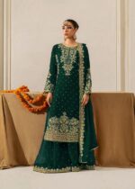Green Faux Georgette Fabric Palazzo Set With Pearl Work