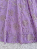 Lavender Color Faux Georgette Fabric Foil Work Gown