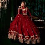 Maroon Color Faux Georgette Fabric Thread With Sequence Work Anarkali Suit