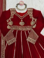 Maroon Color Faux Georgette Fabric Thread With Sequence Work Anarkali Suit