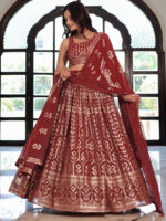 Maroon Color Georgette Fabric Sequence Embroidery Work Lehenga