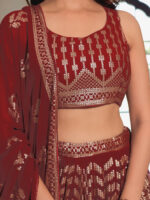 Maroon Color Georgette Fabric Sequence Embroidery Work Lehenga