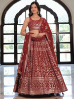 Maroon Color Georgette Fabric Sequence Embroidery Work Lehenga