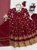 Maroon Color Jacquard Fabric Suit