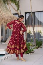Maroon Color Jacquard Fabric Suit