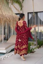 Maroon Color Jacquard Fabric Suit