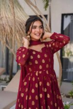 Maroon Color Jacquard Fabric Suit