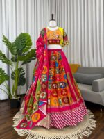 Multi Color American Crepe Fabric Digital Print Navratri Lehenga