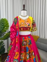 Multi Color American Crepe Fabric Digital Print Navratri Lehenga