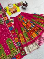Multi Color American Crepe Fabric Digital Print Navratri Lehenga