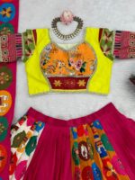Multi Color American Crepe Fabric Digital Print Navratri Lehenga