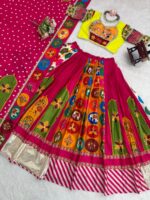 Multi Color American Crepe Fabric Digital Print Navratri Lehenga