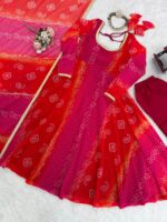 Multi Color Faux Georgette Fabric Digital Print Bandhani Anarkali Suit