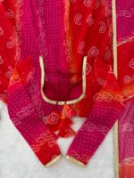 Multi Color Faux Georgette Fabric Digital Print Bandhani Anarkali Suit