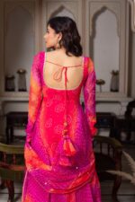 Multi Color Faux Georgette Fabric Digital Print Bandhani Anarkali Suit