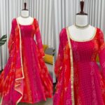 Multi Color Faux Georgette Fabric Digital Print Bandhani Anarkali Suit