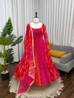 Multi Color Faux Georgette Fabric Digital Print Bandhani Anarkali Suit
