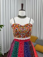 Multi Color Faux Georgette Fabric Digital Print Navratri Lehenga