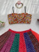 Multi Color Faux Georgette Fabric Digital Print Navratri Lehenga