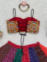 Multi Color Faux Georgette Fabric Digital Print Navratri Lehenga