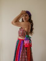 Multi Color Faux Georgette Fabric Digital Print Navratri Lehenga