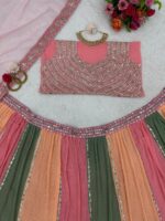 Multi Color Faux Georgette Fabric Sequence Work Lehenga