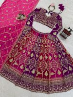 Multi Color Faux Georgette Fabric Thread And Sequence Work Lehenga