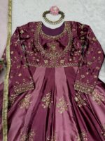 Multi Color Japan Satin Fabric Thread With Sequence Work Anarkali Suit